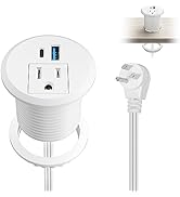 XBA 2inch Desktop Power Grommet, Recessed Power Strip with PD 20W USB C, AC Outlet and 18W USB A ...