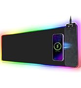 FutureCharger RGB Gaming Mouse Pad with Wireless Charger, Soft Keyboard Pad, Larger Extended Mous...