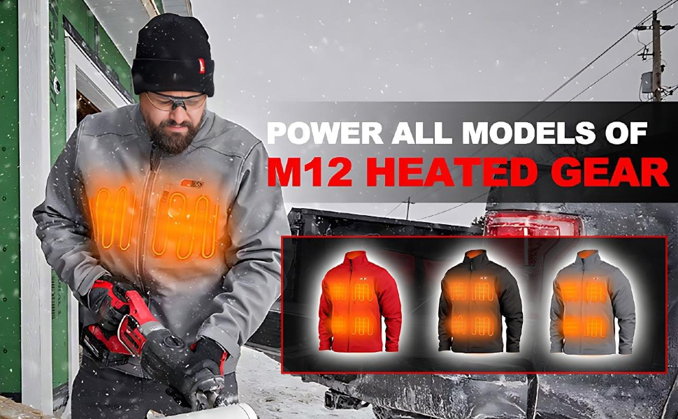 M12 Battery Adapter for Milwaukee Heated Jacket 48-59-1201 49-24-2310 USB Charger
