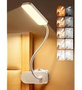 ReinHoo Clip on Lamp,9 Brightness+5 Color Clamp Light,4000mAh Battery Rechargeable Desk Lamp with...