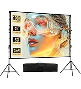 Projector Screen with Stand,Portable Heavy Duty Bracket Projector Screen 16:9 4K HD Rear Front Pr...