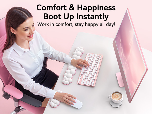 Cloud Wrist Rest Keyboard, Memory Foam Cloud Keyboard Wrist Pad with Ergonomic Support &amp;amp; Base