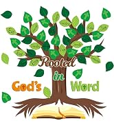 CY2SIDE Leaves Bible Tree Bulletin Board - 86PCS Rooted in God’s Word Tree Bulletin Board Set Gre...