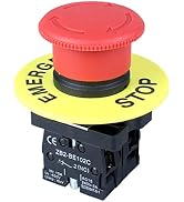 DMWD 22MM 600V 10Amp 1NO 1NC Red Mushroom Latching Emergency Stop Push Button Switch Knob Rotary ...