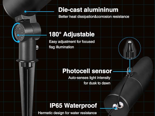 flag pole spotlights