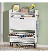 Maiproo Shoe Storage Cabinet with 2 Flip Drawers Shoe Organizer Cabinet Slim Shoe Cabinet Hidden ...