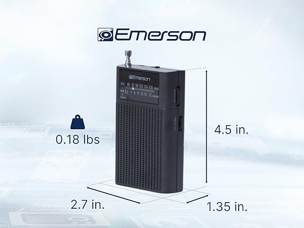 Portable Radio Handheld pocket radio belt antenna AM Radio FM Radio Emerson Portable Handheld Radio