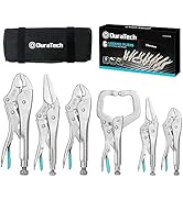 DURATECH 6-Piece CR-V Locking Pliers Set, 6-1/2”, 9-1/2” Long Nose Locking Pliers, 5”, 7” and 10”...