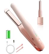 NOVUS Cordless Hair Straightener, Portable Ceramic Hair Straightener and Curler 2 in 1, USB Recha...