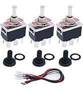 TWTADE 3 Pcs Momentary Heavy Duty Rocker Toggle Switch 6 Pin 3 Position (ON)-Off-(ON) DPDT 16A 25...