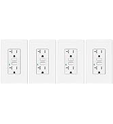 GFCI Outlet 20 Amp 4 Pack, GreenCycle Screwless Wallplate White 20 A Self-Test Gfci Outlets,20A G...