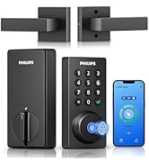 Philips WiFi Deadbolt Smart Lock with Handle, APP/Voice/Fingerprint/Passcode/Key Unlock, Smart Lo...