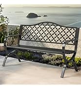 PHI VILLA 50" Garden Metal for Outdoors Weatherproof 2-Person Steel Furniture for Garden, Patio, ...