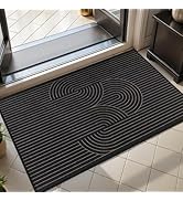 Tangsoo Black Geometric Easy Jute Rug, 2x3 Washable Ultra Thin Foldable Rug for Entryway, Non-Sli...