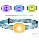 EverBrite LED Headlamp Rechargeable Kids Headlamp with RGB Mode and Adjustable Headband, 3 Modes ...