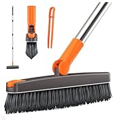 AIR U+ Grout Brush with Long Handle 180° Swivel Scrub Brush with Tweezers to Hair Clip V-Shape Gr...