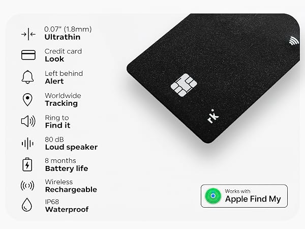 Wallet finder card with rechargeable battery, slim design, and smart tracking for everyday
