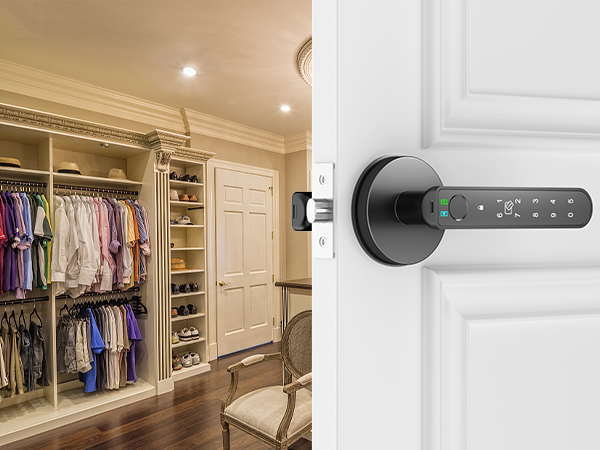 passcode door knob for bedroom round black