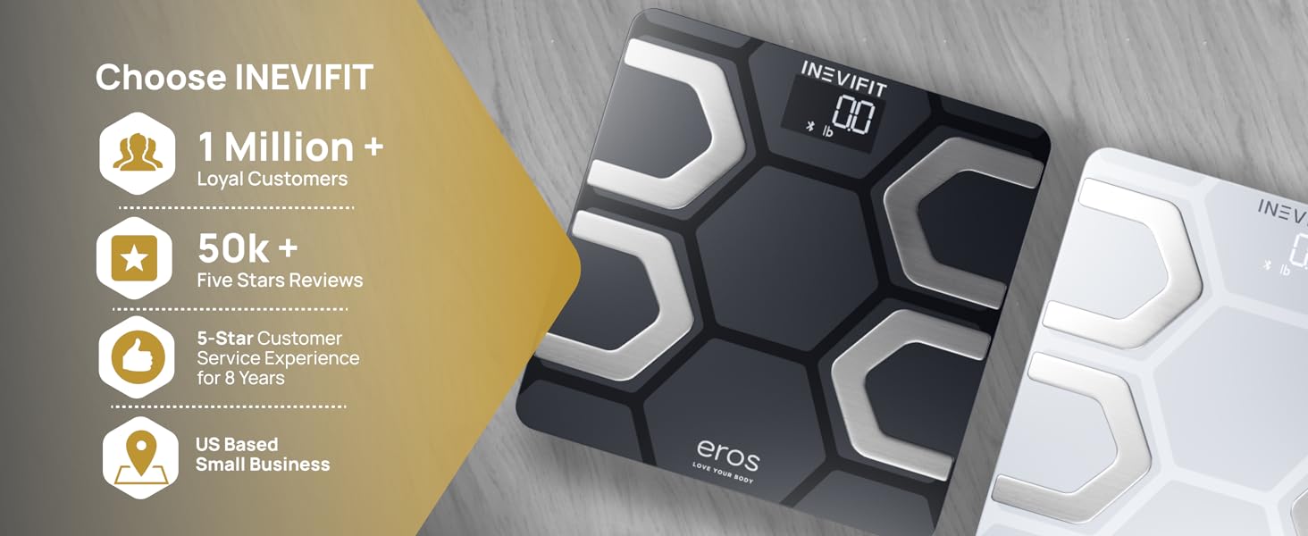 Bluetooth Eros Smart Body Fat Scale - Premium A+ - Choose INEVIFIT