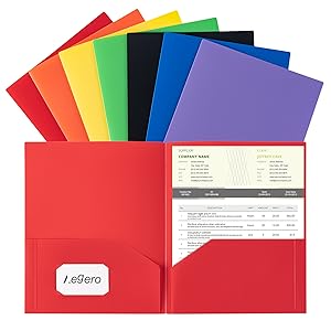 2-Pocket Folders with Labels, Heavy Duty Plastic Folders with Pockets