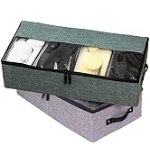 AARAINBOW 2 Packs Under Bed Clothes Shoes Storage Bins with Lids, Underbed Storage Container with...