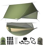 Sunyear Camping Hammock, Portable Double Hammock with Net, 2 Person Hammock Tent with 2*10ft Stra...