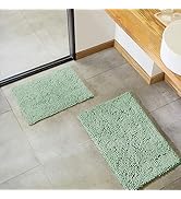 Chenille Soft Plush Bath Rugs for Bathroom Sets of 2, Non-Slip Absorbent Machine Washable Bathroo...
