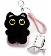 Jekvill Black Cat Keychain Compact Mirror1X/3X Magnifying Mirror Travel Essentials Mirrors Double...