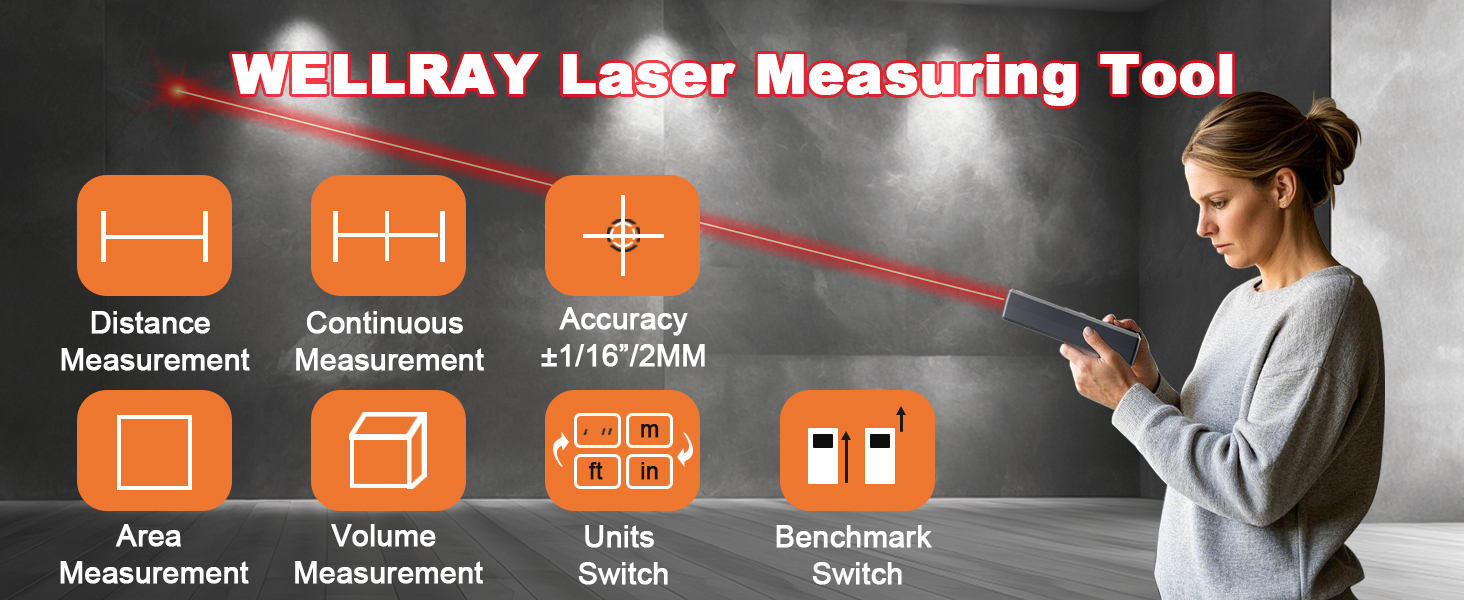 Laser Measuring Tool 165FT/50M Laser Measure Tool with High Accuracy IP54 Laser Distance Meters
