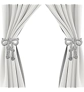 4 Pcs Hand Woven Curtain Tiebacks No Drilling - Boho Drape Holdbacks Rope for Black Blue Grey Lig...