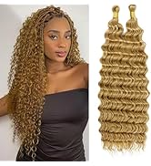 Eerya Long Curly Braiding Hair 18 Inch 2 Packs Honey Blonde Ocean Wave Crochet Hair for Black Wom...