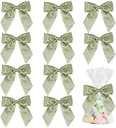 AIMUDI Sage Green Bows for Wedding 4.5" Pre-Tied Green Bows with Twist Ties Sage Green Ribbon Bow...