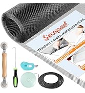 Secopad Window Screen Repair Kit, 39" x 78" Screen Door Mesh Replacement Kit, Durable Fiberglass ...