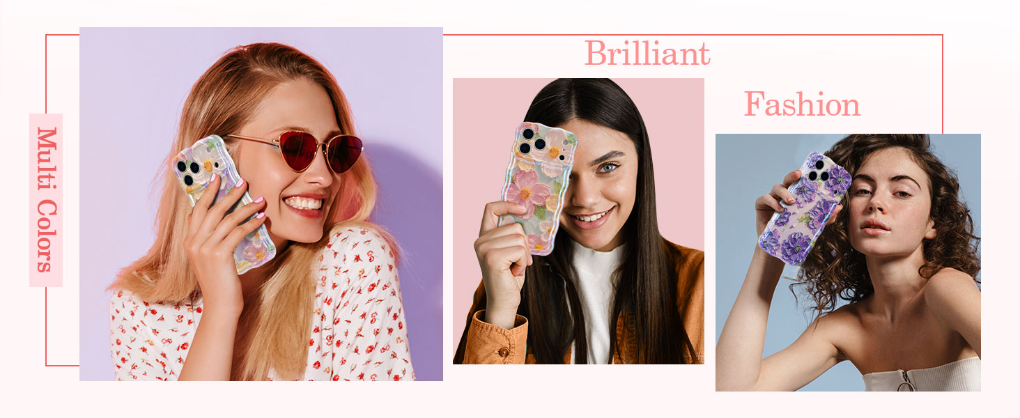 Text reads 'Brilliant'. Collection of fashion photography shots arranged in grid format, showing pink-tinted aesthetic with sunglasses and modeling poses.