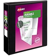 Avery(R) Durable View 3 Ring Binder, 2 Inch EZD Rings, 1 Black Binder (09500)