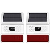 2 Pack Solar Outdoor Motion Sensor Alarm with Sound and Strobe Light Red Sensor Alarm-Monitor&amp;Pro...