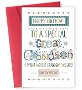 Hongshan Birthday Card for Grandson,Funny Grandson Birthday Gifts,Bday Cards Decoration from Gran...