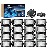 MICTUNING C2 Curved RGBW LED Rock Lights - 16 Pods Underglow Multicolor Neon Light with Wiring Sw...