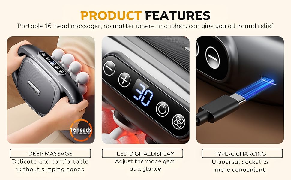 Powerful percussion therapy device for muscle tension relief recovery and wellness routines
