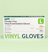 Supmedic Vinyl Disposable Exam Gloves, Clear 4 Mil Powder-Free Latex-Free Medical Food-Safe Cooki...