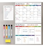 Dry Erase Magnetic Calendar for Refrigerator, 3 Pack- Monthly &amp; Weekly &amp; Daily Planner Magnet Whi...