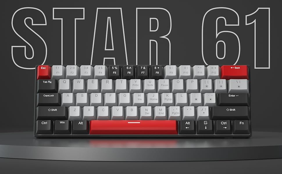 60% compact mechanical gaming keyboard with clicky blue switches