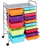 ARLIME 15-Drawer Storage Cart, 15 Drawer Trolley, Rolling Organizer Cart, Scrapbook Paper Organiz...