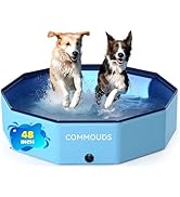 COMMOUDS Foldable Dog Pool, Collapsible Hard Plastic Dog Kiddie Swimming Pool, Portable Pet Bath ...