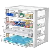Vtopmart Clear Desk Organizer, 4-Tier Assemble Desktop File Organizer with Drawers, Office Desk O...