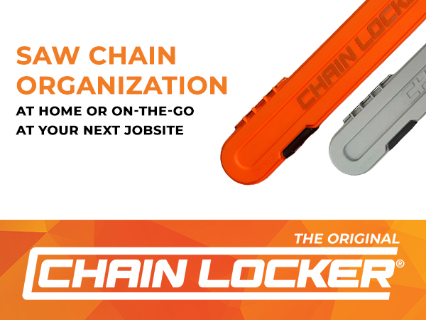 Chainsaw chain case holds 8+ chains, portable, USA-made, durable