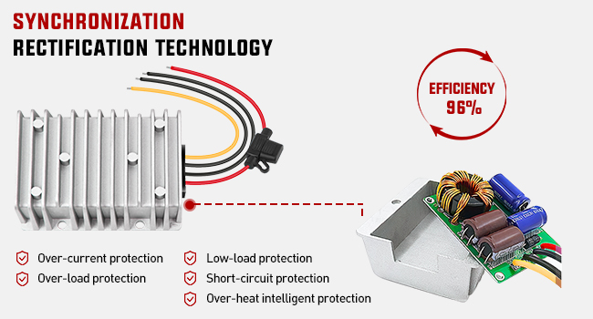 Nilight 360W 48V 36V to 12V 30A DC Converter Regulator Reducer with Fuse