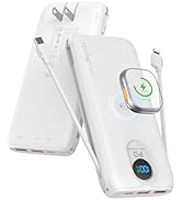LENGSUM Portable Charger, 10000mAh 20W Fast Charging Power Bank with Built in Cables &amp; AC Wall Pl...