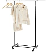 MAX Houser Clothing Rack for Hanging Clothes,Standard Rod Simple Rolling Metal Garment Rack Organ...