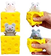 Cheese Mouse Squishy Squeeze Stress Ball (2 Pack) Fidget Cube Cheese Anxiety Relief Toys, Cute Sq...